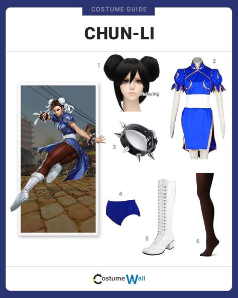 Get ready to combat dressed as Chun-Li, the first woman fighter in the popular Capcom video game series Street Fighter. Chin Lee Street Fighter, Chung Li Cosplay, Chung Li Street Fighter, Street Fighter Costumes, Chun Li Costume, Milk Ideas, 2 Halloween Costumes, Chun Li Cosplay, Street Fighter Cosplay