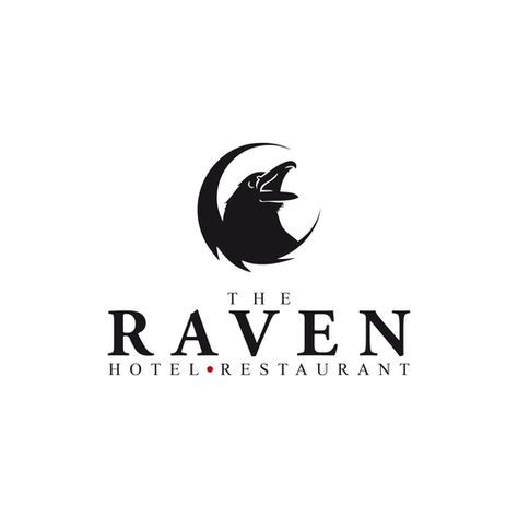 Raven Logo Design Ideas, Crow Logo, Hotel Logo Design, Raven Logo, Hotel Logo, Black Raven, Circle Logos, The Raven, Iconic Logo