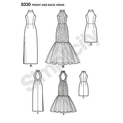 Simplicity Simplicity Pattern 8330 Misses' Dress with Skirt and Back Variations Dress With Skirt, Classic Little Black Dress, Metal Dress, Simplicity Dress, Mermaid Style, Miss Dress, Simplicity Sewing, Burda Style, Simplicity Sewing Patterns