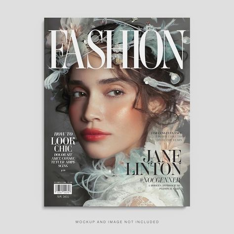 PSD fashion magazine cover template in l... | Premium Psd #Freepik #psd #lifestyle #design #fashion #front Elegant Magazine Cover, Front Magazine Cover, Fashion Magazine Back Cover, Aesthetic Magazine Cover Graphic Design, Magazine Back Cover, Magazine Front Cover, Magazine Cover Template, Cover Design Inspiration, Woman Magazine