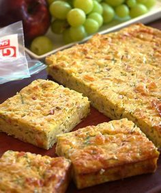 Zucchini Slice -Julie Goodwin The best zucchini slice recipe I've had and the kids love it too. Julie Goodwin Recipes, Savory Slices Recipes, Savoury Slices Recipes, Zucchini Slice Recipe, Skincare Food, Savoury Slice, Resep Pasta, Slice Recipe, Zucchini Slice