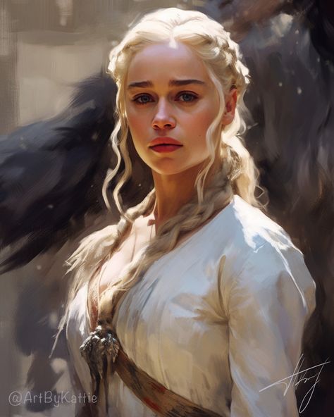 Daenerys Targaryen Painting, Game Of Thrones Painting, Daenerys Targaryen Art, Game Of Thrones Daenerys Targaryen, Game Of Thrones Artwork, Game Of Throne Daenerys, Long White Hair, Game Of Thrones Dragons, Targaryen Art