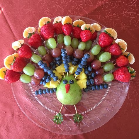 Thanksgiving Turkey Fruit Kabobs, Thanksgiving Fruit Kabobs, Turkey Fruit Kabob, Turkey Fruit Skewers, Thanksgiving Fruit Skewers, Fruit Platter Thanksgiving, Fruit Turkey Centerpiece, Fruit Turkey Kabobs, Holiday Fruit Platter