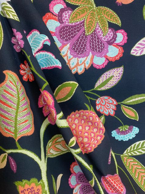 Spring Whimsy Floral Large Print Abstract Floral - Etsy Sunken Room, Chair Whimsy, Raya 2023, Floral Upholstery Fabric, Pleated Drapery, Floral Upholstery, Block Art, Home Decor Projects, Colorful Curtains