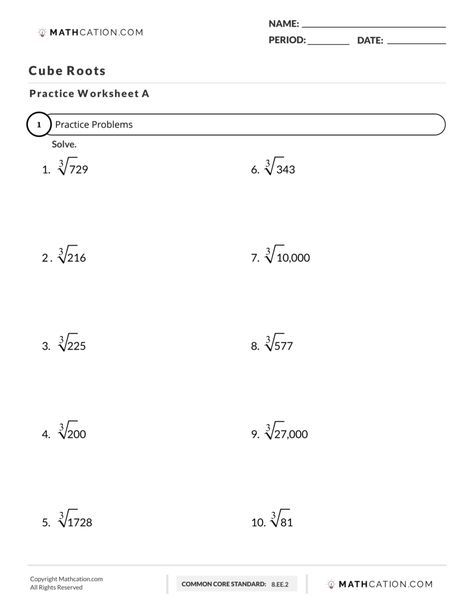 Cube Root, Inverse Operations, Picture Cube, Exponent Worksheets, Radical Expressions, Conceptual Understanding, Solving Equations, Square Roots, Word Recognition