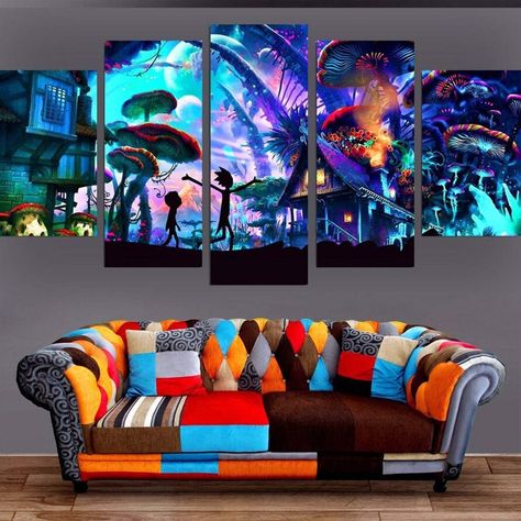 Rick and Morty 5 Piece canvas art for room decor. #roomdecor #rickandmorty Adventure Trip, Rick Y Morty, Canvas Art Wall, Bedroom Walls, Poster Room, Canvas Art Wall Decor, Modular Homes, Art Wall Decor, Rick And Morty