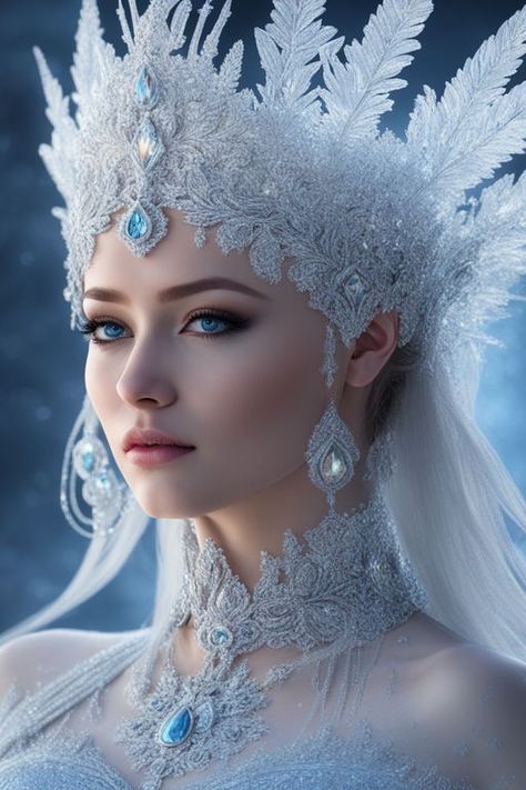 Ice Queen Photoshoot, Winter Queen, Ice Queen Makeup, Snow Queen Costume, Calligraphy Flowers, Ice Queen Costume, Royalty Core, Snow Maiden, Fantasy Princess