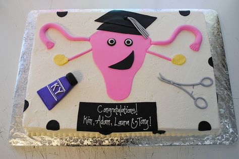 Obgyn Cake Ideas, Uterus Cake, Doctor Cake, Retirement Cake, Grad Party, Grad Parties, Yummy Cakes, Themed Cakes, Cake Decorating