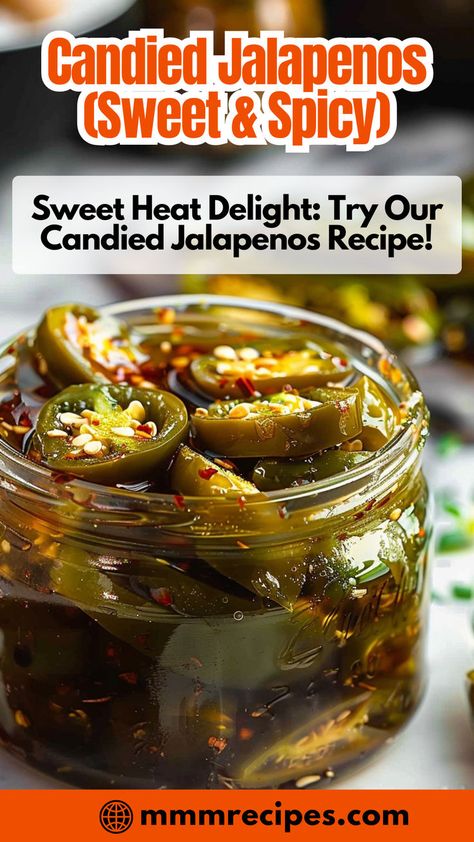 Add a kick to your dishes with these candied jalapenos - the perfect balance of sweet and spicy! Great for sandwiches, tacos, or as a tasty snack. 🌶️🍬 #JalapenoRecipes #SpicyFood #HomemadeGoodness #FlavorfulEats #SnackTime Candy Jalapeños, Witch's Kitchen, Canned Jalapenos, Pickled Jalapenos, Candied Jalapenos, Cowboy Candy, Cookbook Shelf, Jalapeno Recipes, Pickling Jalapenos