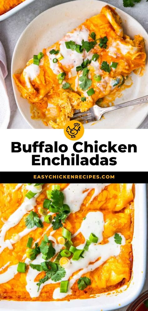 Crispy Chicken Enchiladas, Firefighter Dinner Recipes, Buffalo Chicken Dishes, Buffalo Chicken Dishes Dinners, Buffalo Chicken Dinner Ideas Healthy, Dinner Ideas Buffalo Chicken, Spicy Enchilada Recipe, Buffalo Sauce Dinner Ideas, Chicken Enchiladas Recipes