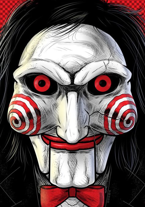 Jigsaw by Thuddleston Scary Drawings, Horror Drawing, Horror Movie Icons, Horror Artwork, Horror Tattoo, Evil Clowns, Horror Movie Art, Horror Icons, Horror Movie Characters