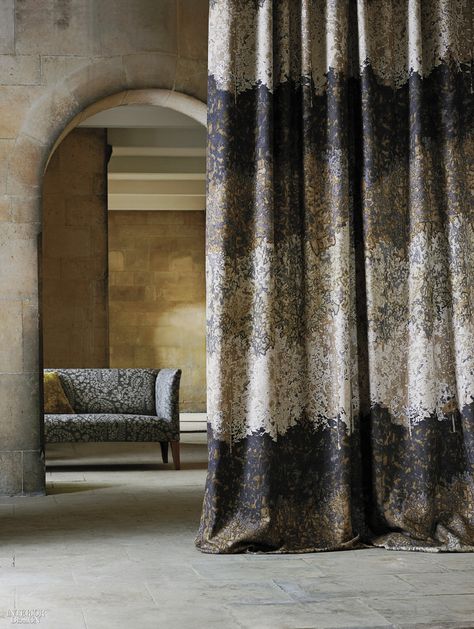 Belvoir viscose-cotton blend fabric by Zoffany through Style Library  #fabrics #textiles #upholstery #design #interiordesign Zoffany Fabrics, Abstract Forest, Upholstery Armchair, Printed Linen Fabric, Upholstery Foam, Sofa Upholstery, Forest Design, Linen Curtains, Furniture Upholstery