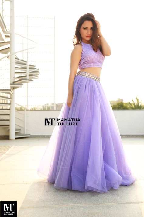 In love with lavender....    #handlooms #designerwear #weddingcollection #mamathatulluri #designs #skirts #croptops #designercroptops #designerskirts #lavender #lavendercolorattire Stylish Party Wear Indian Dresses, Croptop Lehenga Designs, Evening Dress Outfit, Party Wear Frocks, Bridal Lehenga Online, Designer Bridal Lehenga Choli, Simple Lehenga, Long Frock Designs, Wedding Lehenga Designs