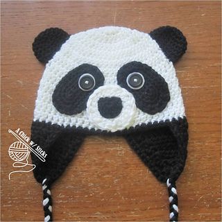 Panda_pattern_picture_small2 Panda Hat, Crochet Panda, Crochet Cow, Crochet Hats Free Pattern, Childrens Hats, Animal Hats, Hat Ideas, Crochet Baby Hats, Baby Crochet