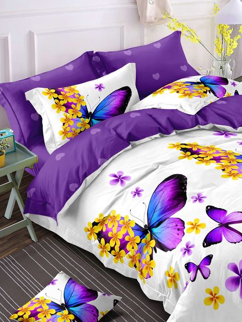 Butterfly Bedroom, Floral Print Bedding, Flower Duvet Cover, Butterfly Bedding, Flower Duvet, Bed Comforter Sets, Patterned Bedding, Floral Duvet Cover, Duvet Cover Pattern