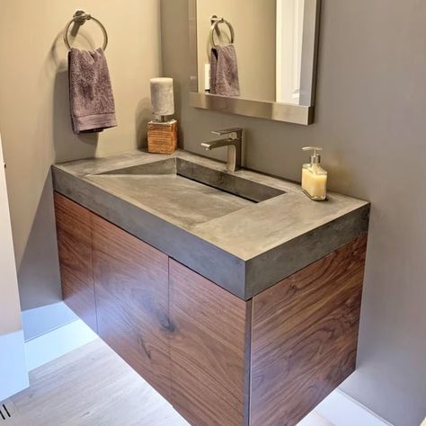 Custom Walnut Bathroom Vanity Cabinet Hand Made Soft Close - Etsy Solid Wood Countertops, Walnut Bathroom Vanity, Walnut Bathroom, Beautiful Bathroom Vanity, Vanity Counter, Floating Shelves Bathroom, Bathroom Vanity Cabinet, Floating Bathroom Vanity, Floating Vanity