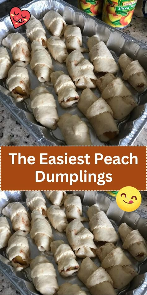 Enjoy the sweetness of peaches wrapped in a warm, flaky pastry with our Easiest Peach Dumplings recipe. A comforting dessert. Easiest Peach Dumplings, Peach Crescent Rolls, Easy Peach Dumplings, Best Swedish Meatballs, Crescent Roll Dessert, Peach Dumplings, Crockpot Chicken And Dumplings, Peach Dessert Recipes, Butter Pecan Cookies