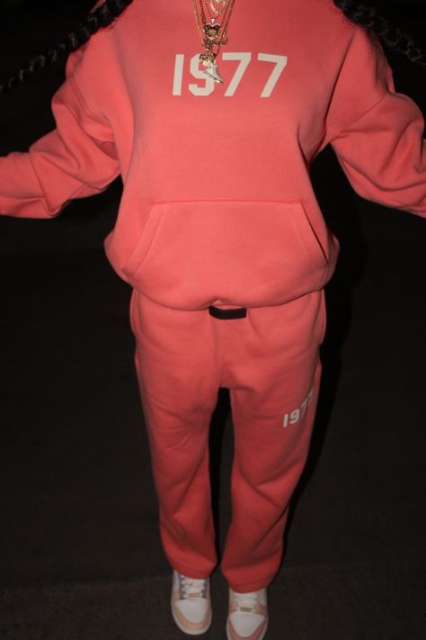 Pink Essentials Hoodie Outfit, Fitted Pink Hoodie, Coral Essentials Hoodie, Bape Shark Hoodie Pink, 1977 Essentials Hoodie, Cute Pink Hoodie For Streetwear, Pink Camo Bape Hoodie, Essentials Fear Of God, Essentials Hoodie