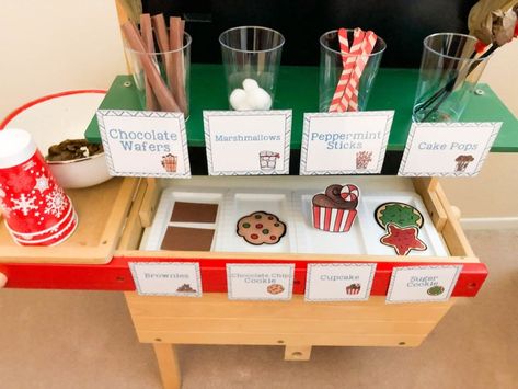 Hot Cocoa Bar Dramatic Play, Christmas Bakery Dramatic Play, Hot Cocoa Stand Dramatic Play, Hot Cocoa Dramatic Play, Hot Cocoa Stand, Play Preschool, Home Preschool, Dramatic Play Center, Dramatic Play Printables