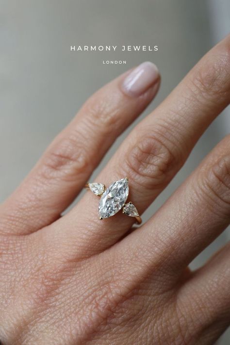 Trendy Engagement Rings, Marquise Engagement Ring, Engagement Ring On Hand, Trilogy Engagement Ring, Marquise Diamond Engagement Ring, Cute Engagement Rings, Future Engagement Rings, 3 Stone Engagement Rings, Bespoke Engagement Ring