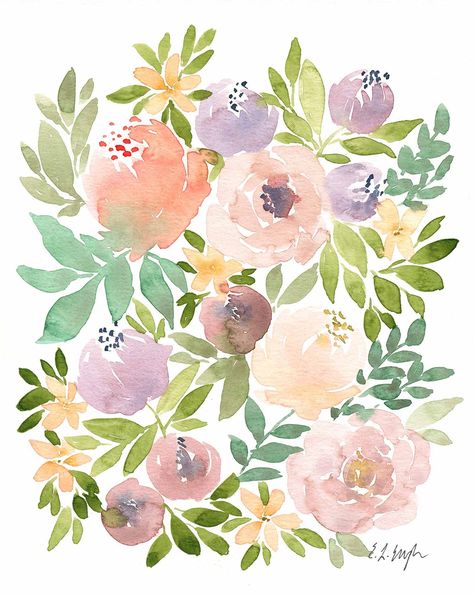 Pastel Flowers Painting, Pastel Flowers Art, Painting Watercolor Flowers, Pastel Room Decor, Girls Room Wall Art, Original Watercolor Art, Watercolor Flower Art, Pastel Watercolor, Watercolor Flowers Paintings