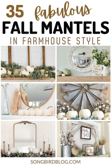 Loving these beautiful fall mantel farmhouse decor ideas and the nostalgic charm of vintage farmhouse fall mantel decorations. This post highlights fall decor for fireplace mantels in a farmhouse style. The fall mantel decorating ideas are rustic and simply gorgeous. Seasonal decorating for the fireplace. Easy-to-achieve fall mantel decor ideas. Fall Decor For Fireplace, Farmhouse Mantel Decorating Ideas, Mantle Decor Diy, Decor For Fireplace, Modern Farmhouse Fall Decor, Fall Mantels, Boho Living Room Decor Ideas, Farmhouse Mantel Decor, Fireplace Decorating