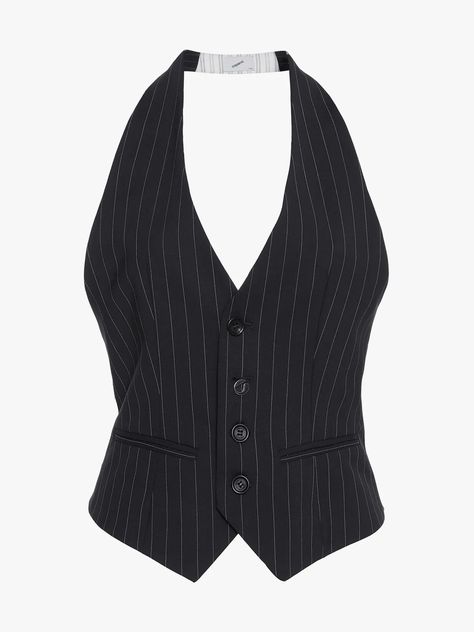 Womens Suit Vest, Pinstripe Vest, Fashion Top Outfits, Wool Vest, Classic Pumps, Vest Outfits, Suit Vest, Cool Suits, Moda Operandi