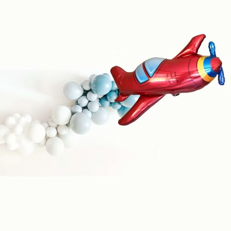 Two Fly Airplane Birthday, Flying Into Two Birthday, Air Plane Themed Birthday Party, Plane Themed 2nd Birthday, Plane Second Birthday, Plane Balloon Decor, Airplane Fourth Birthday, Flying Birthday Theme, Airplane Themed Second Birthday