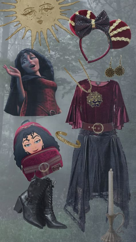 Whimsy Goth Mother Gothel Disney Bound #disneybound #mothergothel #whimsygoth #whimsy #goth Disney Bound Outfits Casual, Mother Gothel, Princess Inspired Outfits, Closet Cosplay, Disney World Outfits, Whimsy Goth, Disney Bound Outfits, Princess Inspired, Disney Outfits