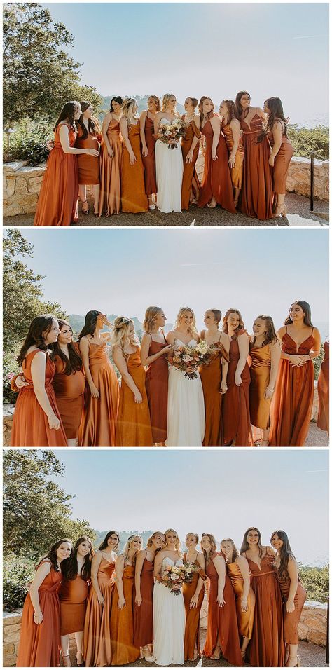 Pumpkin Bridesmaid Dresses, Mix Match Fabric Bridesmaid Dresses, Terricata Bridesmaid Dresses, Burnt Orange Bridesmaid Dresses Mismatch, Mismatched Bridesmaid Dresses Burnt Orange, Burnt Orange Mix And Match Bridesmaid Dresses, Russet Bridesmaid Dress, Amber Color Bridesmaid Dresses, Mixed Matched Bridesmaid Dresses