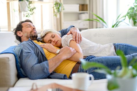 Happy couple in love on sofa indoors at home, sleeping by halfpoint. Happy couple in love lying on sofa indoors at home, sleeping. #Sponsored #love, #sofa, #Happy, #couple Cuddle Pose Ref, Sleeping Pose, Couple Sleeping, Sketch Poses, Couple Poses Reference, Romantic Photos Couples, Couple In Love, Human Poses Reference, Figure Poses