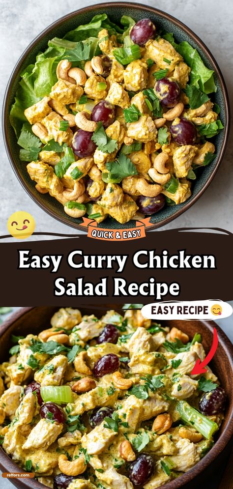 Curry Chicken Salad Curry Salad Dressing, Curry Chicken Salad Recipe, Quick Dinner Sides, Curry Dressing, Curry Salad, Curried Chicken Salad, Curry Chicken Salad, Crunchy Veggies, Chicken Salad Ingredients