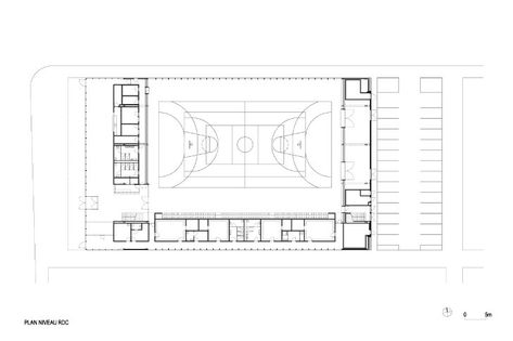 Explorations Architecture completes a gorgeous multi-purpose sports hall in Tours, France that relies on daylighting and solar power. Gymnasium Architecture, Gym Architecture, Sports Facility Architecture, Sports Hall, Tours France, Sport Hall, Sports Complex, Design Innovation, School Architecture