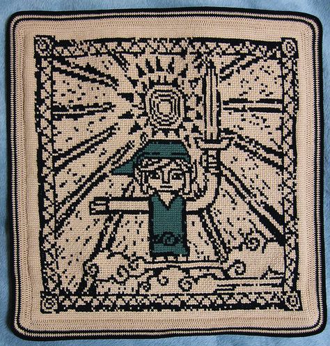 Legend of Zelda Afghan | Crocheted Afghan “The Legend of Zelda: The Wind Waker ” | Flickr ... Zelda Crochet Blanket, Legend Of Zelda Crochet, Zelda Crochet, Zelda Pattern, The Wind Waker, Geek Crafts, Pixel Crochet, Wind Waker, Pixel Pattern