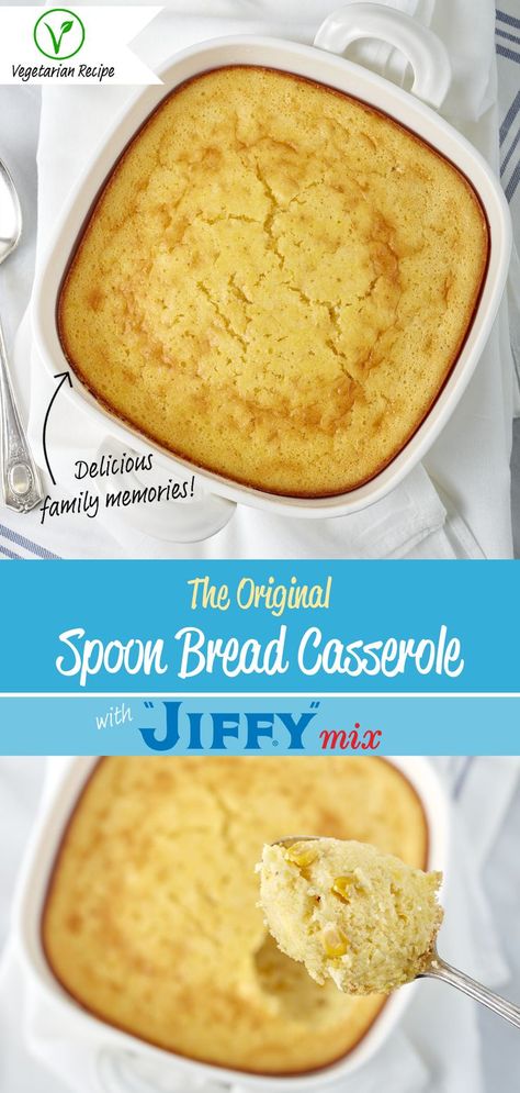 Spoon Bread Casserole, made with “JIFFY” Corn Muffin Mix, is as much of an American holiday tradition as "grandma's secret recipes"... and it just might be one of them.

What's your favorite way to incorporate "JIFFY" Mix into your holiday menu? Let us know with the hashtag #HowDoYouJIFFY! Spoonbread Jiffy, Kentucky Spoon Bread Jiffy, Jiffy Spoon Bread Casserole, Spoon Cornbread Jiffy, Spoonbread Cornbread Jiffy, Spoon Bread Cornbread, Corn Pudding Recipe Jiffy Spoon Bread, Jiffy Mix Corn Casserole Recipe, Sweet Corn Spoon Bread Jiffy