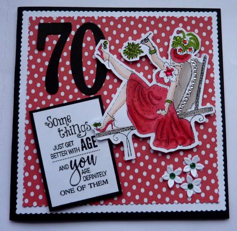 S301 Hand made 70th Birthday card using Penny Black stamp 70th Birthday Card, Card Handmade, Penny Black, Aging Well, 70th Birthday, Handmade Cards, Card Craft, Penny, Cards Handmade