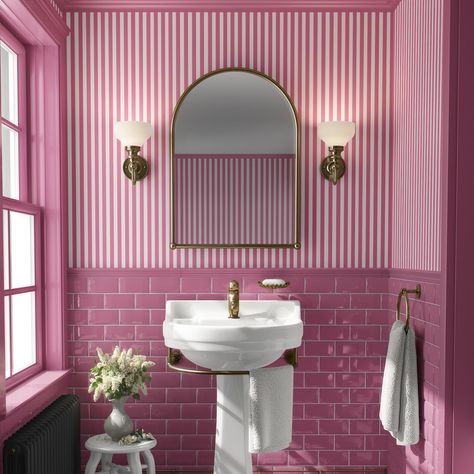 Pink striped wallpaper