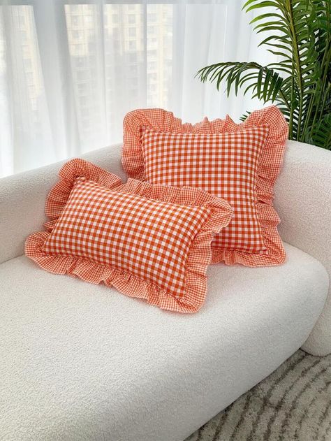 To find out about the 1pc Gingham Pattern Ruffle Trim Cushion Cover Without Filler at SHEIN, part of our latest undefined ready to shop online today! Free Shipping On £35+✓ Free Return - 45 Days✓ 1000+ New Dropped Daily✓ Get £3 Off First Order!✓ Bench Covers, Gingham Pattern, Linen Sofa, Pillow Fabric, Red Gingham, Gingham Print, Ruffle Trim, Home Textile, Fabric Color