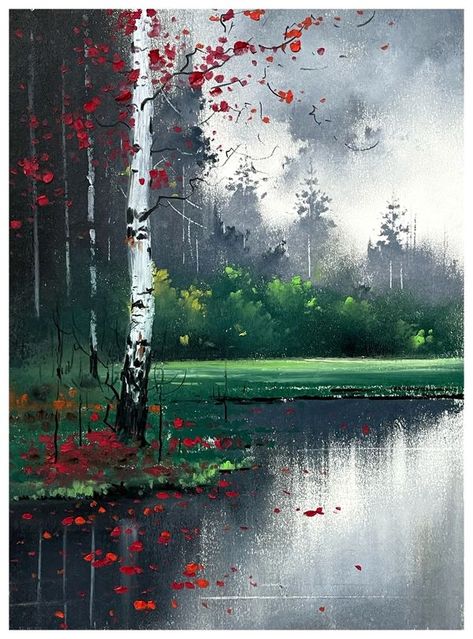 Forest Scenery Drawing, Paintings Scenery, Rainy Forest, Scenery Drawing, Forest Scenery, Landscape Drawings, Oil Pastel, Forest, Pastel