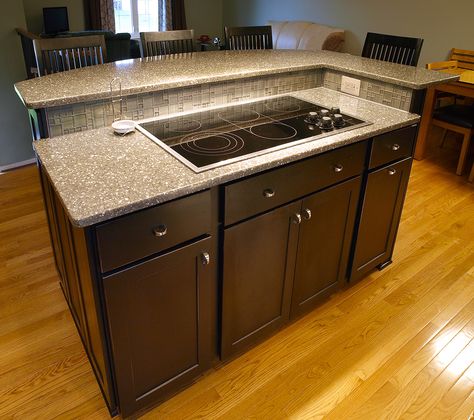 Kitchen island with cook-top in Bel Air, MD Kitchen Island Cooktop Ideas, Apartment Kitchen Island, Kitchen Island With Cooktop, Build Kitchen Island, Remodeling House, Island With Stove, Kitchen Island With Stove, Island Cooktop, Kitchen Arrangement