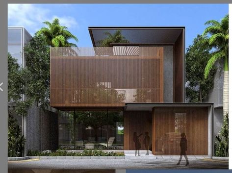 Modern Residence Facade Design, Singapore Residential Architecture, Commercial Elevation Design Modern, Residence Facade Design, Japandi Facade, Japandi House Exterior, Tropical Contemporary House, Modern Facade Design, House Design Concept