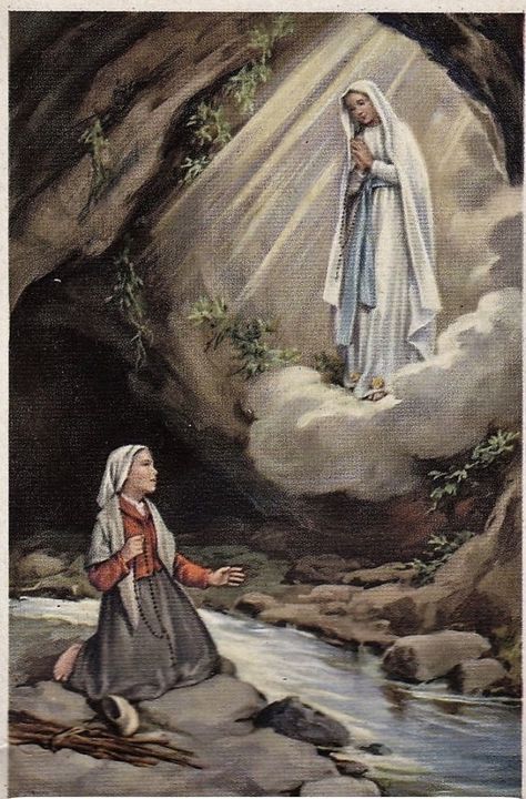 Our Lady Of Lourdes Image, Santa Bernadette, St Bernadette Soubirous, Bernadette Soubirous, St Bernadette, Vintage Holy Cards, Blessed Mary, Mama Mary, Lady Of Lourdes