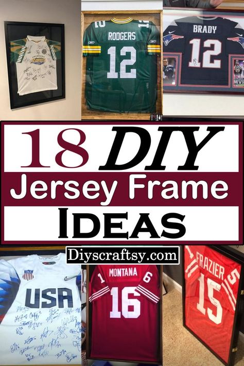 Kids Jersey Display Ideas, Jersey Frame Ideas, Football Jersey Display Ideas, Frame Jersey Ideas, Shadow Box Jersey, Sports Shadow Boxes, Sports Jersey Display, Diy Jersey, Diy Trophy