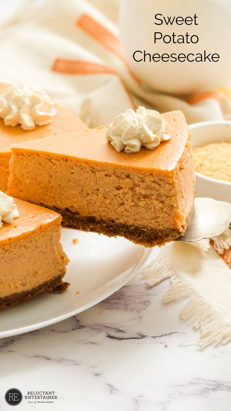 Unique Cheesecake Recipes, Sweet Potato Dessert, Sweet Potato Cheesecake, Eggnog Cheesecake, Cream Cheese Pie, Cheesecake Pie, Easy Cheesecake Recipes, Holiday Eating, Sweet Potato Pie