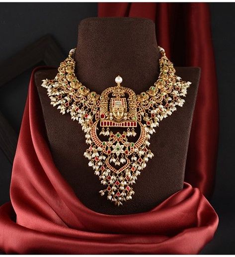 22k gold jewelry , simple bridal jewelry , bridal jewelry bracelet , bridal jewelry necklace ,gold chain , gold necklace , gold necklace women Venkateswara Swamy Necklace, Lord Balaji, Wedding Jewellery Collection, Indian Necklace, Gold Necklace Designs, Wedding Jewellery, Traditional Jewelry, Jewellery Designs, Gold Jewelry Fashion