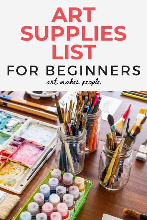 Art Supplies List for Beginners (Or Hopping Back in) After I give you the 5 essential art supplies every artist needs, I will break down the other art supplies into different lists according to medium. This is where you decide what materials you want to focus on first, or if you want to buy all the supplies, set up a dream studio, and play around and make art all the live long day Beginner Art Supplies, Artist Starter Pack, Art Materials List, Painting Supplies List, Art Supplies List, Watercolor Supplies, Watercolor Paper Texture, Best Pencil, Art Supply Organization