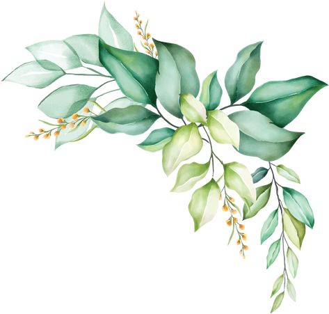 Green Flowers Watercolor, Green Floral Painting, Mural Cafe, Doodle Frames, Landscape Tattoo, Flowers Clipart, Organized Life, Best Planners, Poster Background Design