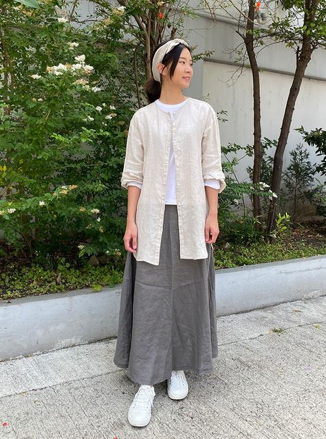 MUJI Daily Wear | MUJI Muji Outfit, Muji Style Fashion, Muji Clothes, Muji Fashion, Style Themes, Muji Style, Simple Casual Outfits, Stand Collar Shirt, Mens Linen