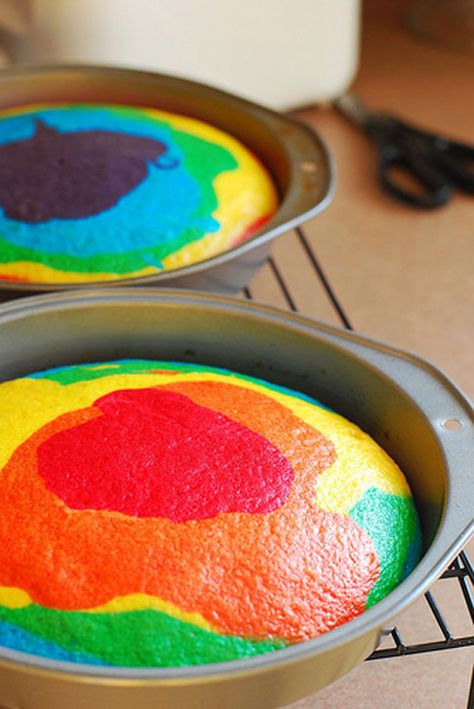 Psychedelic rainbow cake for a scooby doo party? Zoinks! I had already decided to do this tie dye cake too, but it never hurts to have all your ideas in one place. Scooby Doo Birthday Party, Köstliche Desserts, Cupcake Cake, Rainbow Cake, Sweets Treats, Fun Food, Recipe Box, Let Them Eat Cake, Cakes And Cupcakes