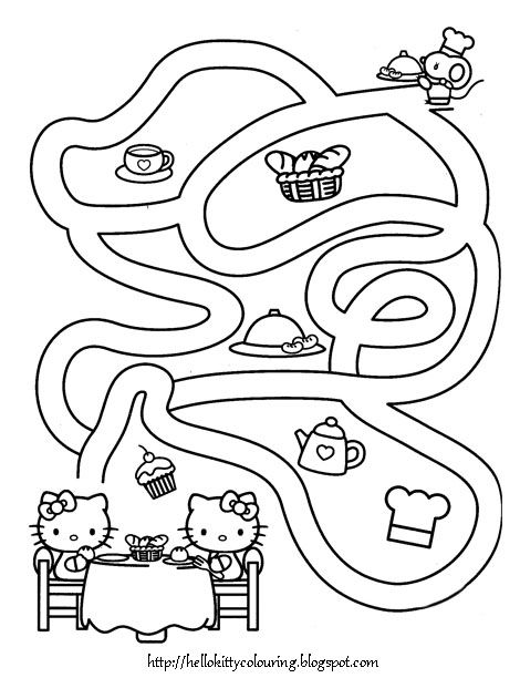 Mazes are great activity sheets that you can use in many different ways and settings - they are great 'gap fillers' in the classroom - they ... Hello Kitty Coloring Pages, Hello Kitty Games, Kitty Coloring Pages, Hello Kitty Colouring Pages, Hello Kitty Printables, Hello Kitty Birthday Party, Valentines Day Coloring Page, Cat Coloring Book, Hello Kitty Crafts